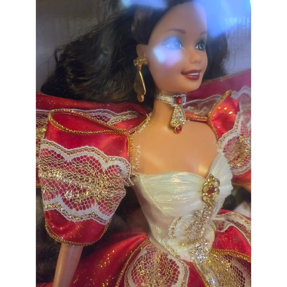1997 Happy Holidays Barbie 10th Anniversary Doll & Russell Stover Candy Tin Set